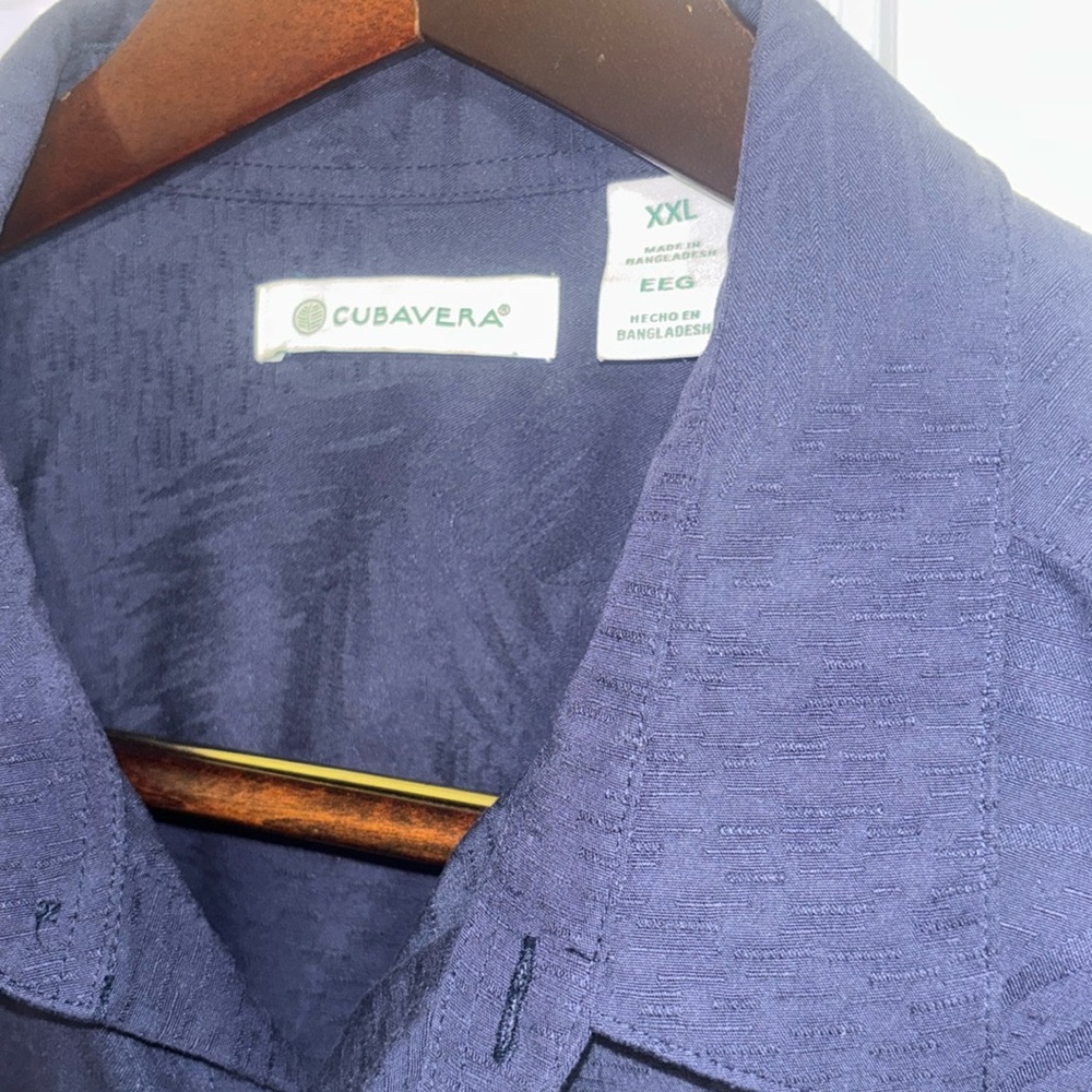 Cubavera Navy Blue Button Down Short Sleeve Shirt XXL